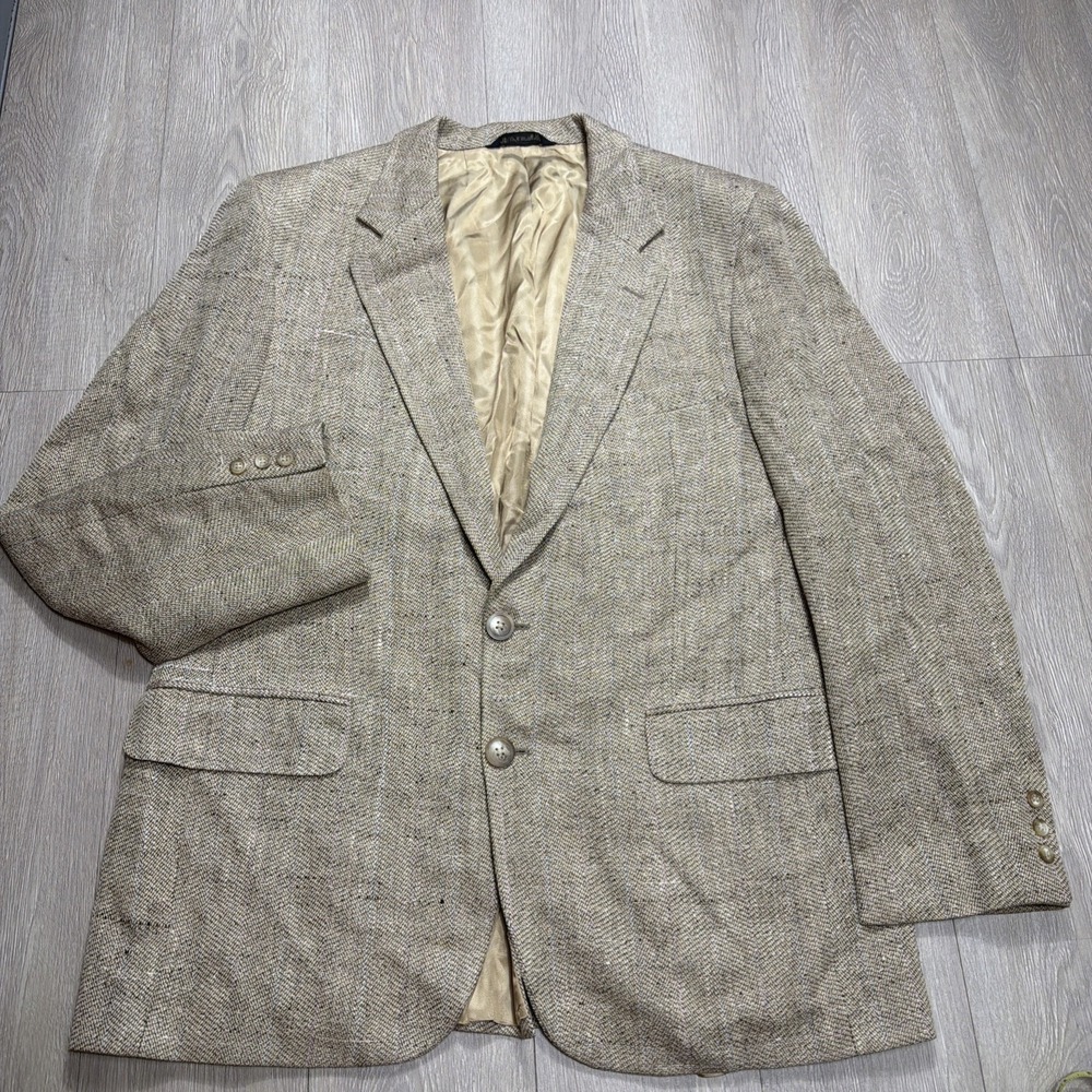 Vintage 1980s BURBERRY Pure 100% Silk Tapestry Woven Sport Coat Blazer Mens 42